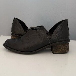 Abramey Black Leather Ankle Heel Boot Bootie Size 38